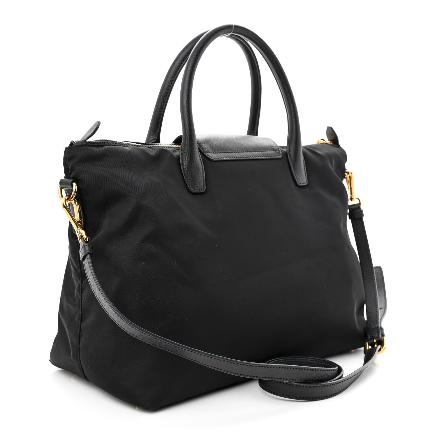 Prada Tessuto Nylon Saffiano Tote Black 3 of 12