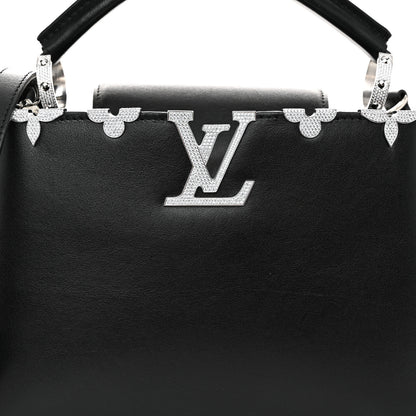 Louis Vuitton Smooth Calfskin Crystal Flowers Capucines BB Black 7 of 9