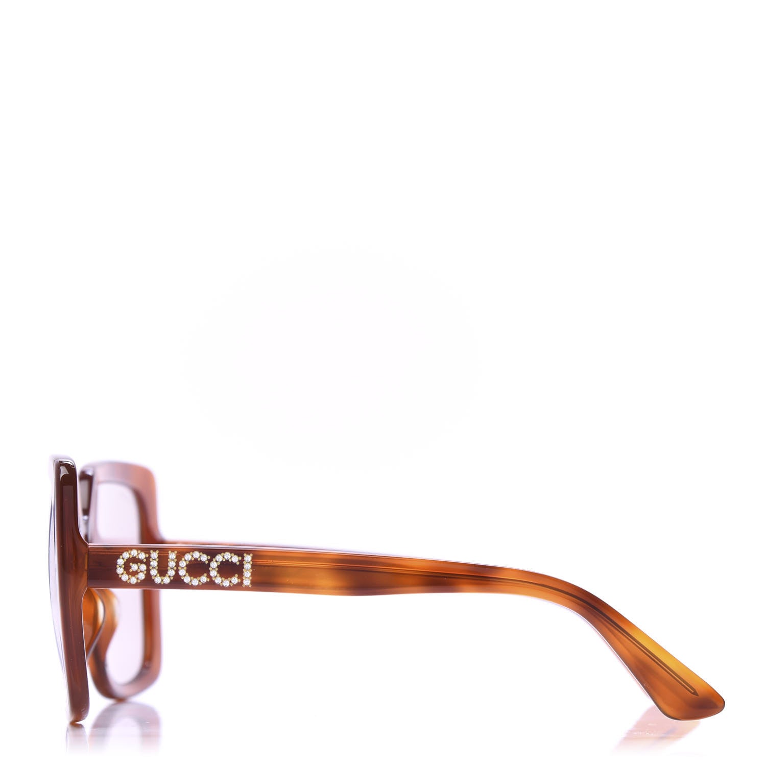 Gucci Square Frame Crystal Sunglasses GG 0418S Tortoiseshell 2 of 8
