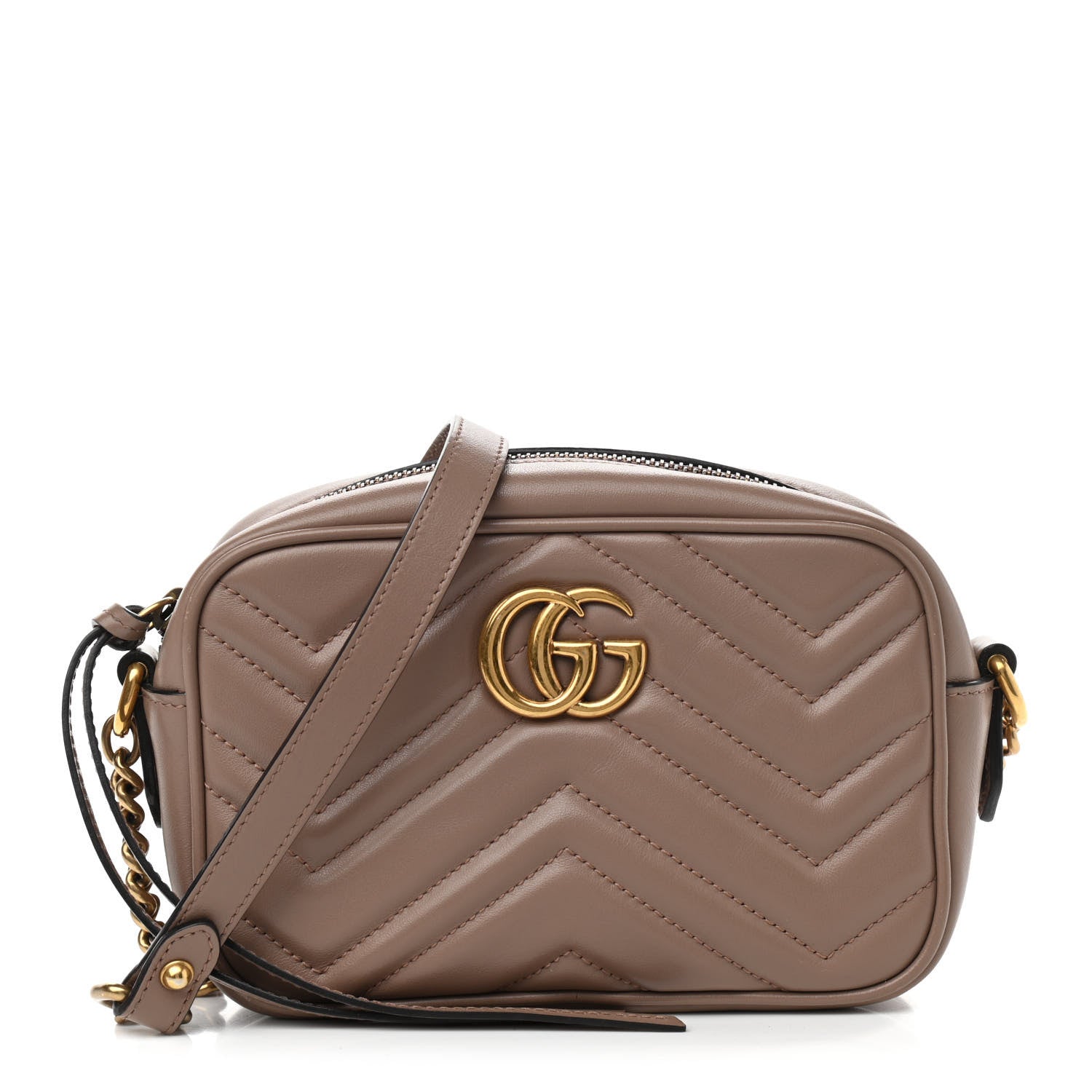 Gucci Calfskin Matelasse Mini GG Marmont Chain Shoulder Bag Porcelain Rose 1 of 10