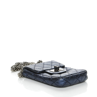 Chanel Metallic Aged Calfskin Quilted 2.55 Reissue Phone Case Blue 4 of 8