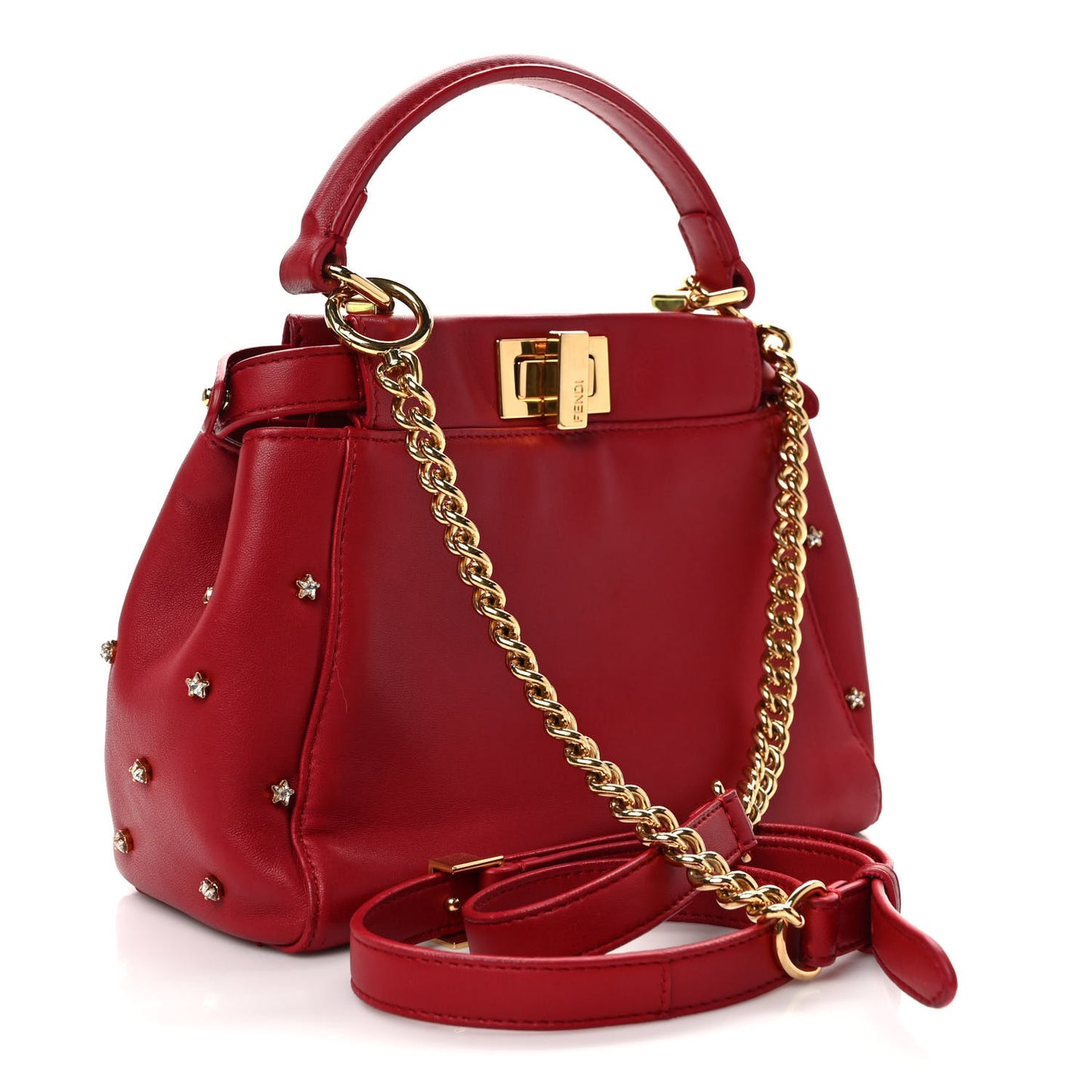 Nappa Crystal Stars Studded XS Peekaboo Iconic Satchel Fragola