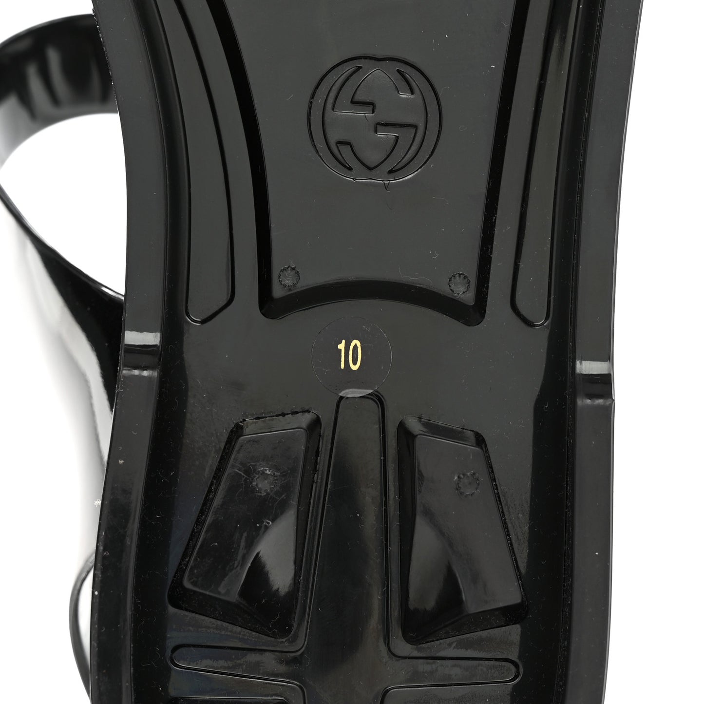 Shiny Rubber Mens Double G Buckle Strap Sandals 10 Black