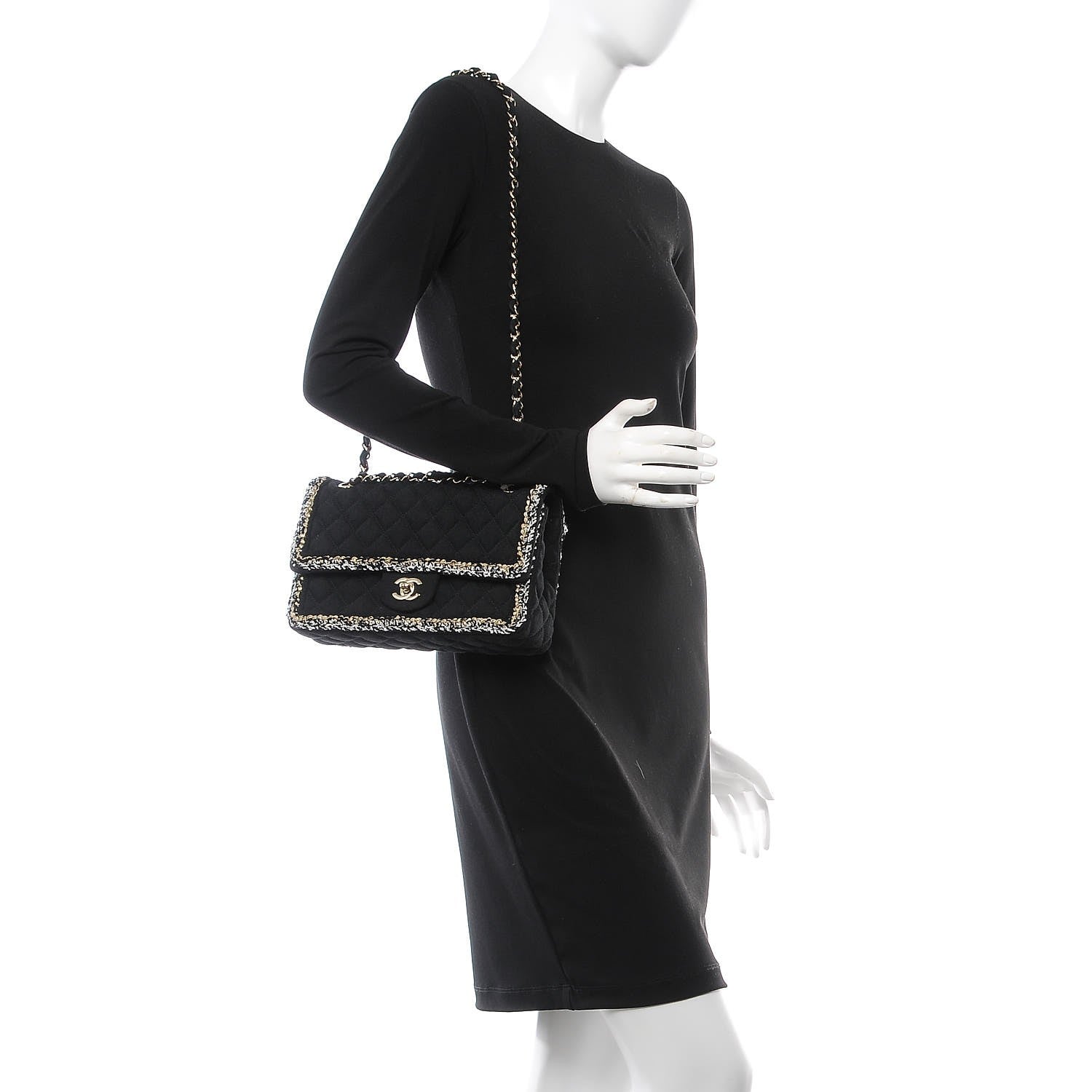 Chanel Denim Braided Medium Flap Bag Black 3 of 9