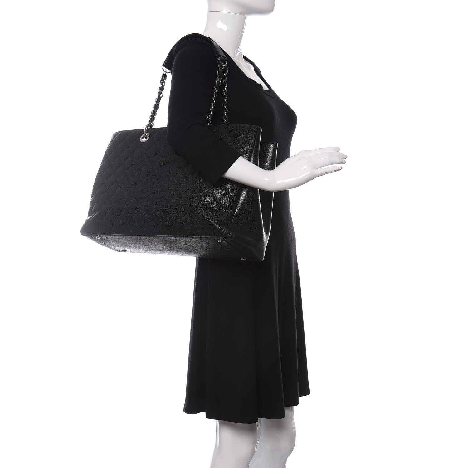 Chanel Caviar Quilted XL Grand Shopping Tote GST Black 2 of 12
