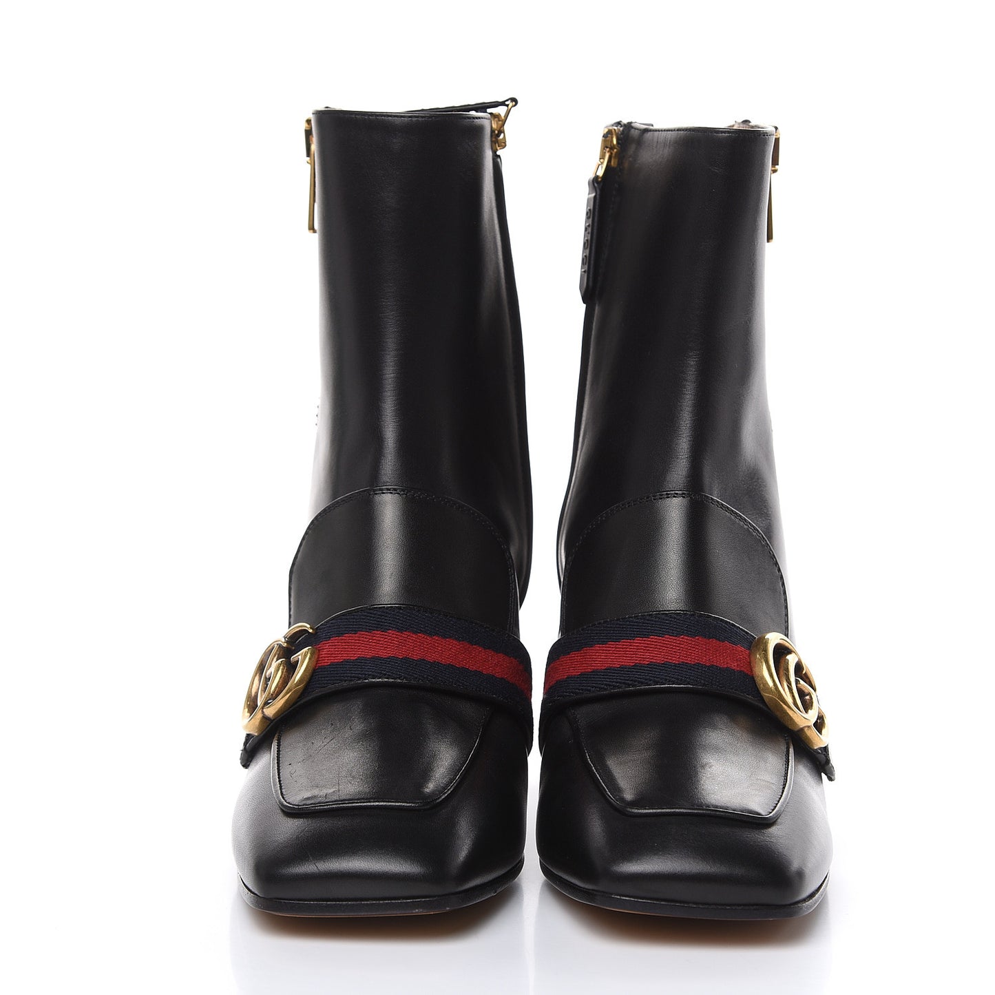 Betis Glamour Calfskin Web Pearl Embellished Peyton 75mm Ankle Boots 39 Black