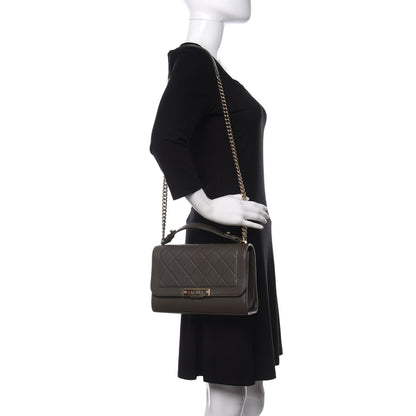 Chanel Grained Calfskin Quilted Medium Label Click Flap Bag Green 2 of 11