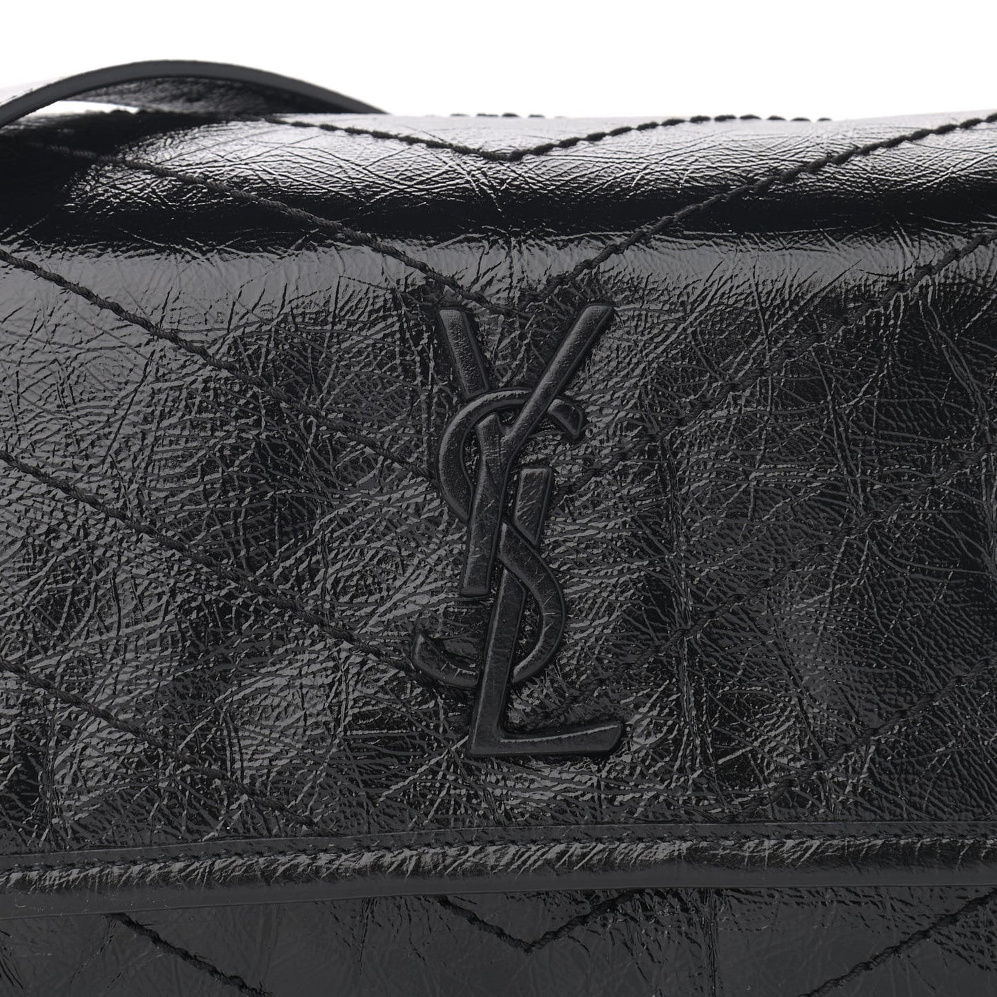 Crinkled Calfskin Matelasse Monogram Niki Body Bag Black