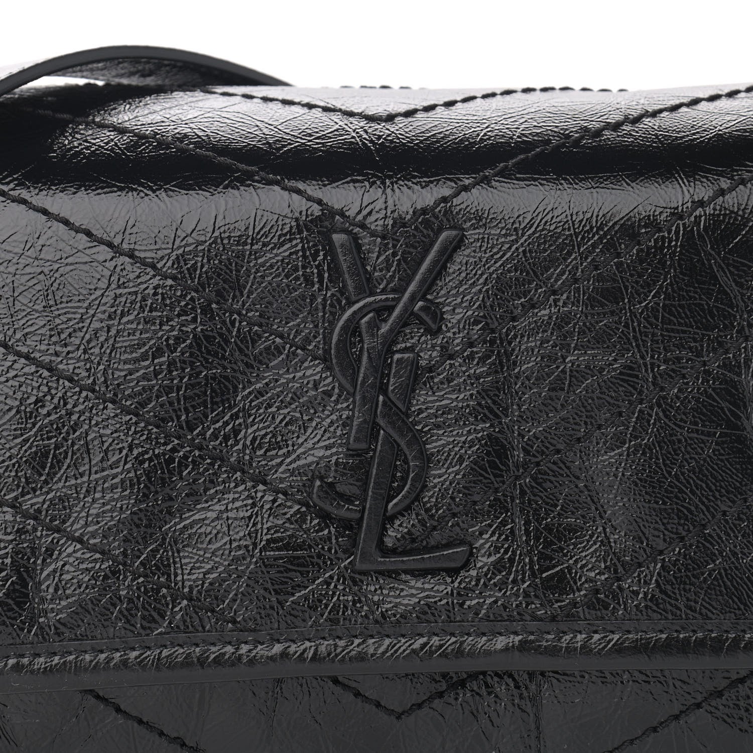 Saint Laurent Crinkled Calfskin Matelasse Monogram Niki Body Bag Black 8 of 11
