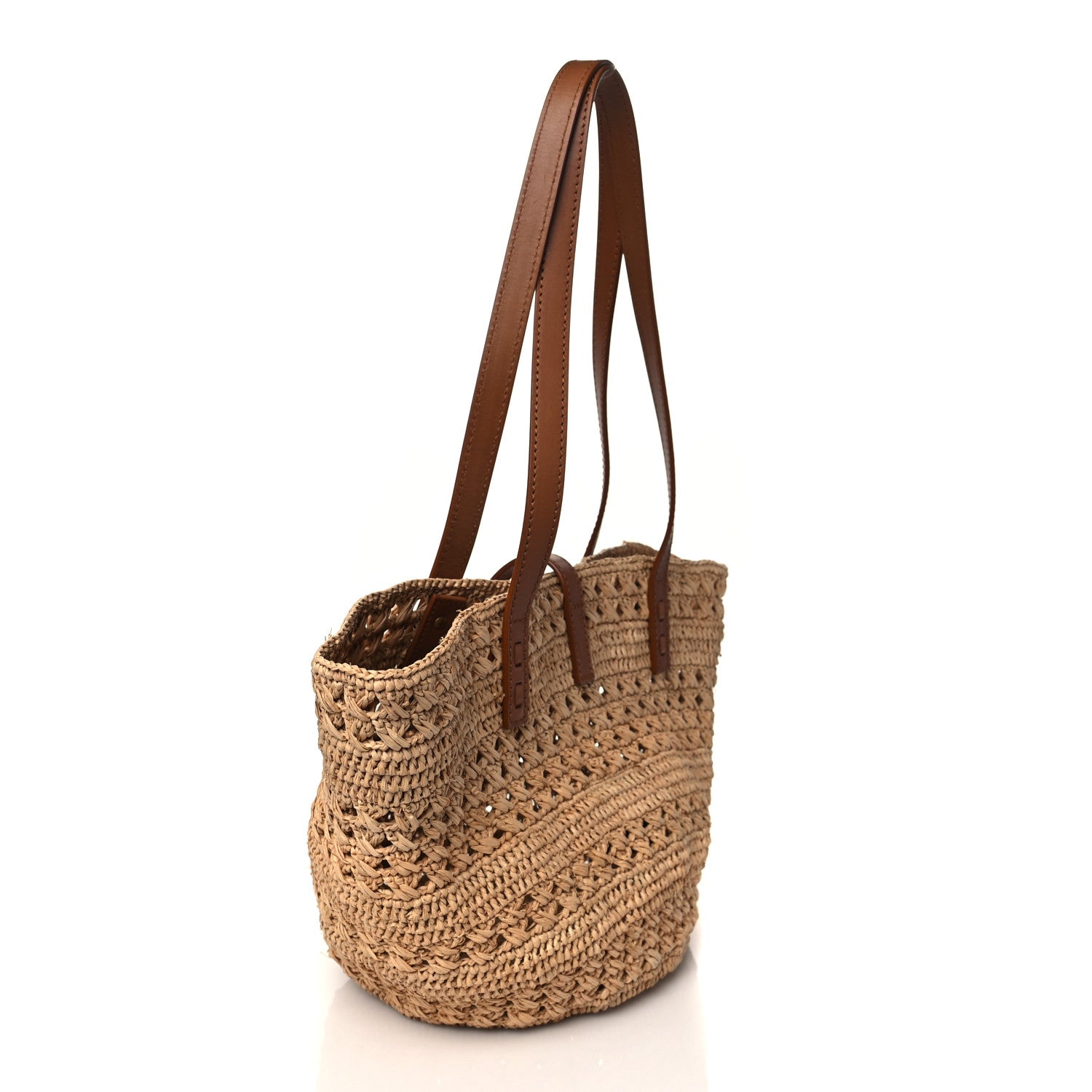 Saint Laurent Raffia Calfskin Small Panier Tote Naturel 3 of 9