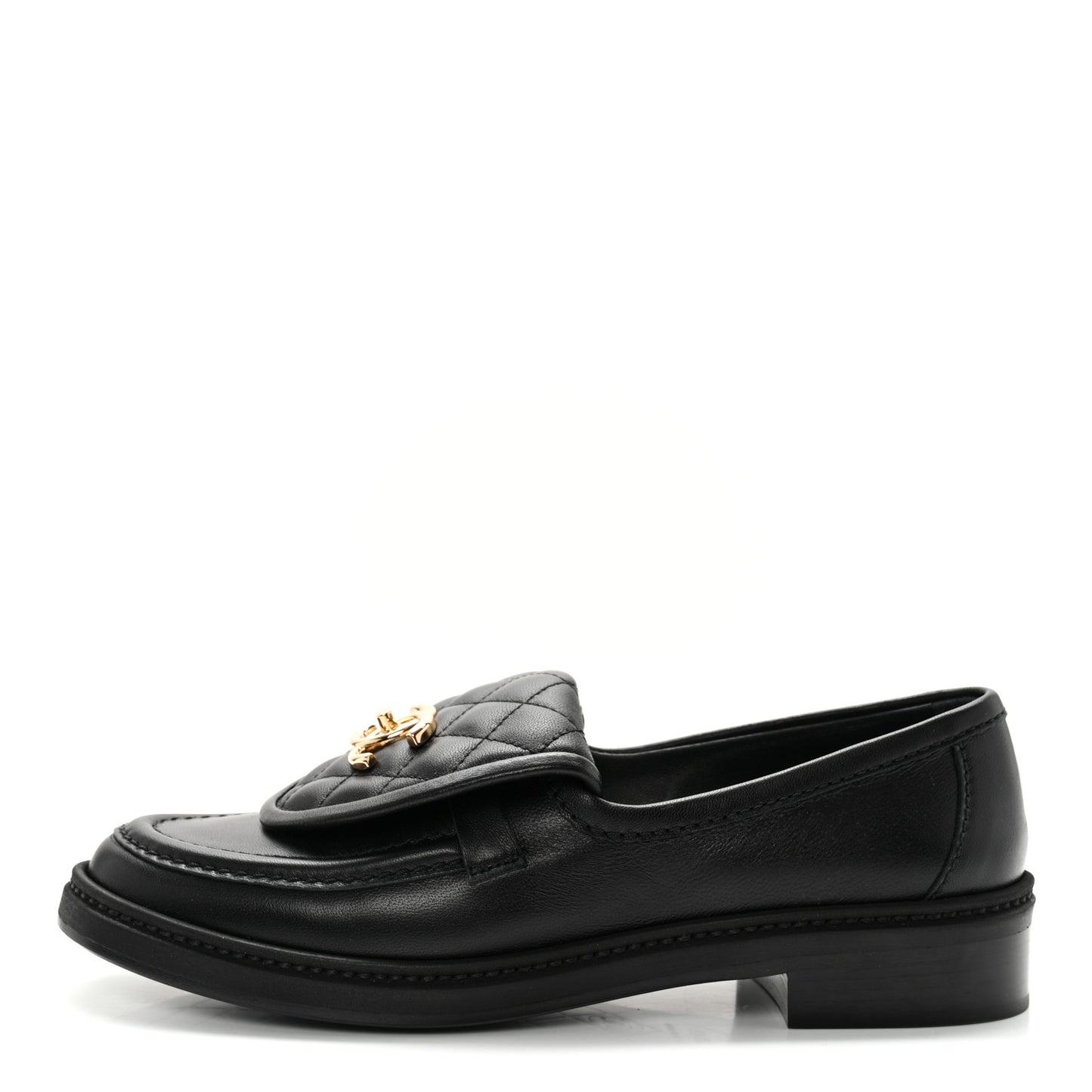 Lambskin Quilted CC Turnlock Loafers 37.5 Black