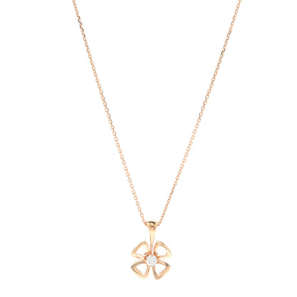 Bulgari 18K Rose Gold Diamond Fiorever Pendant Necklace 1 of 6