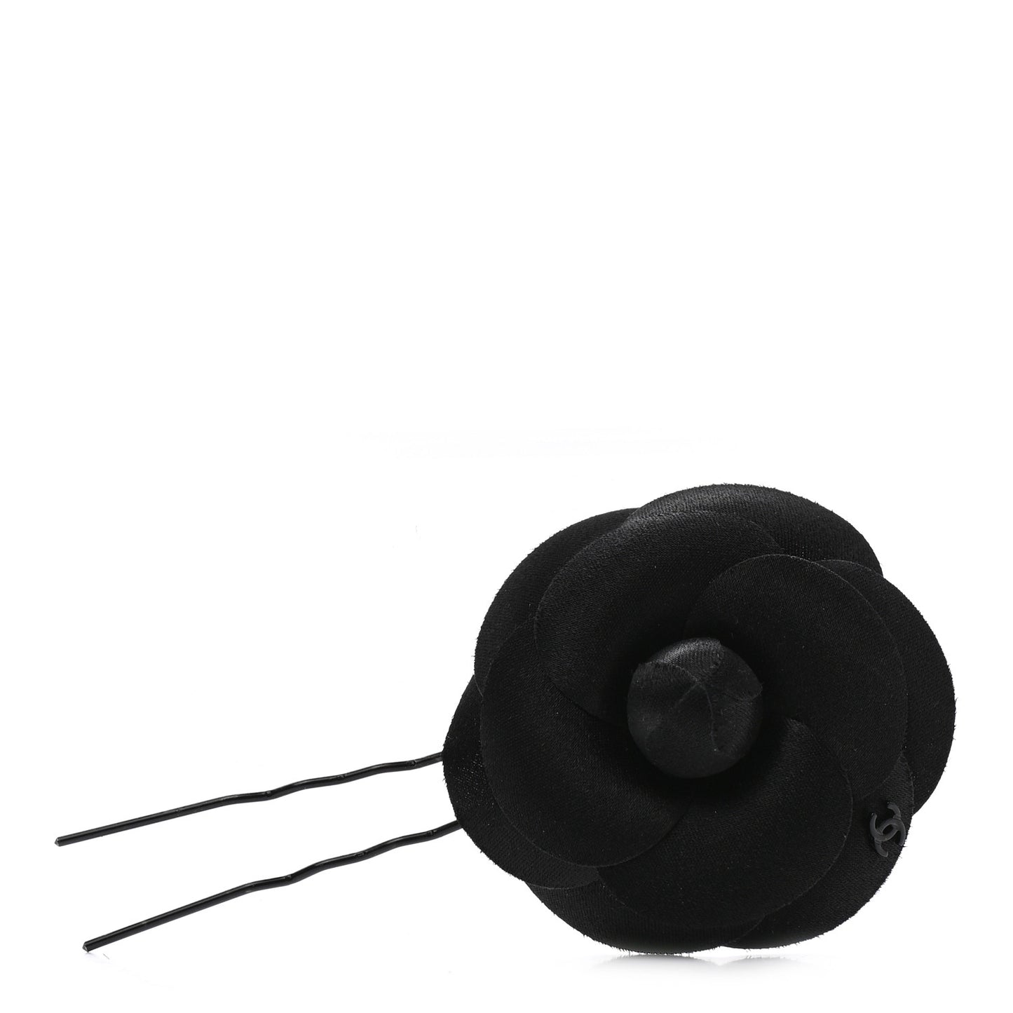 Satin Camellia Hair Clip Black
