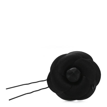 Chanel Satin Camellia Hair Clip Black 1 of 4