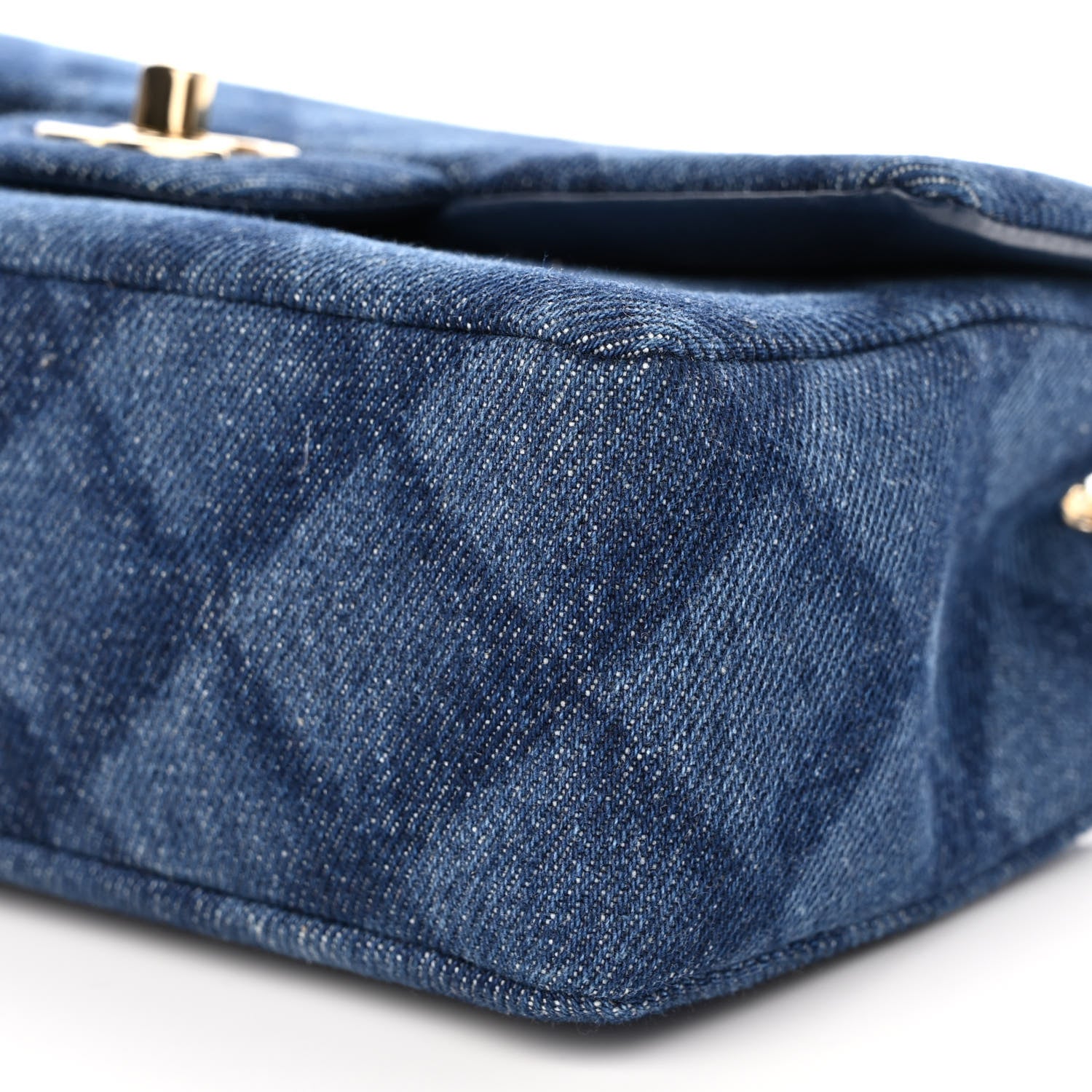 Chanel Printed Denim Quilted Mini Rectangular Flap Dark Blue 10 of 11