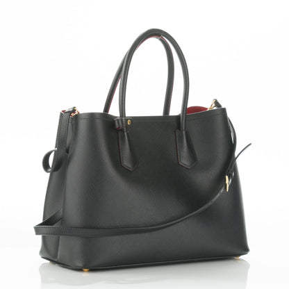 Prada Saffiano Cuir Large Double Bag Black Fuoco 3 of 6