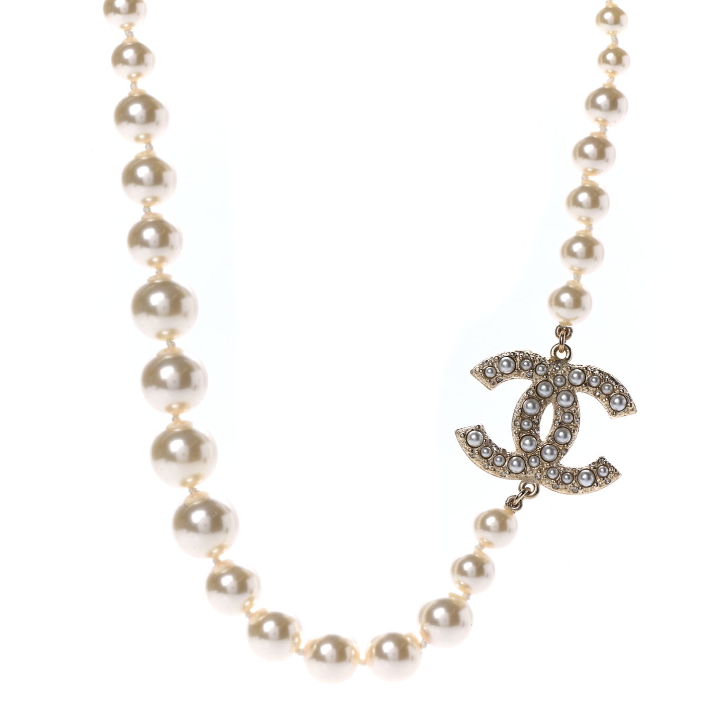 Pearl CC 100th Anniversary Necklace Light Gold