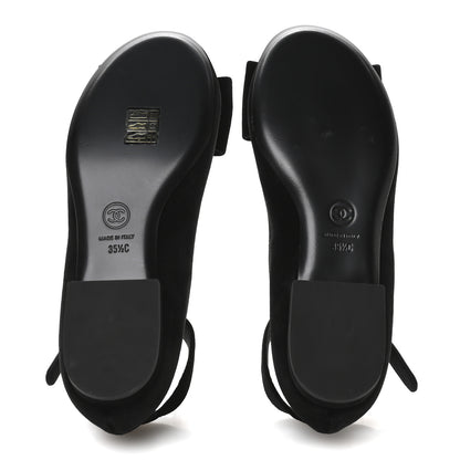 Chanel Velvet Strass CC Bow Mary Jane Flats 35.5 Black 6 of 9