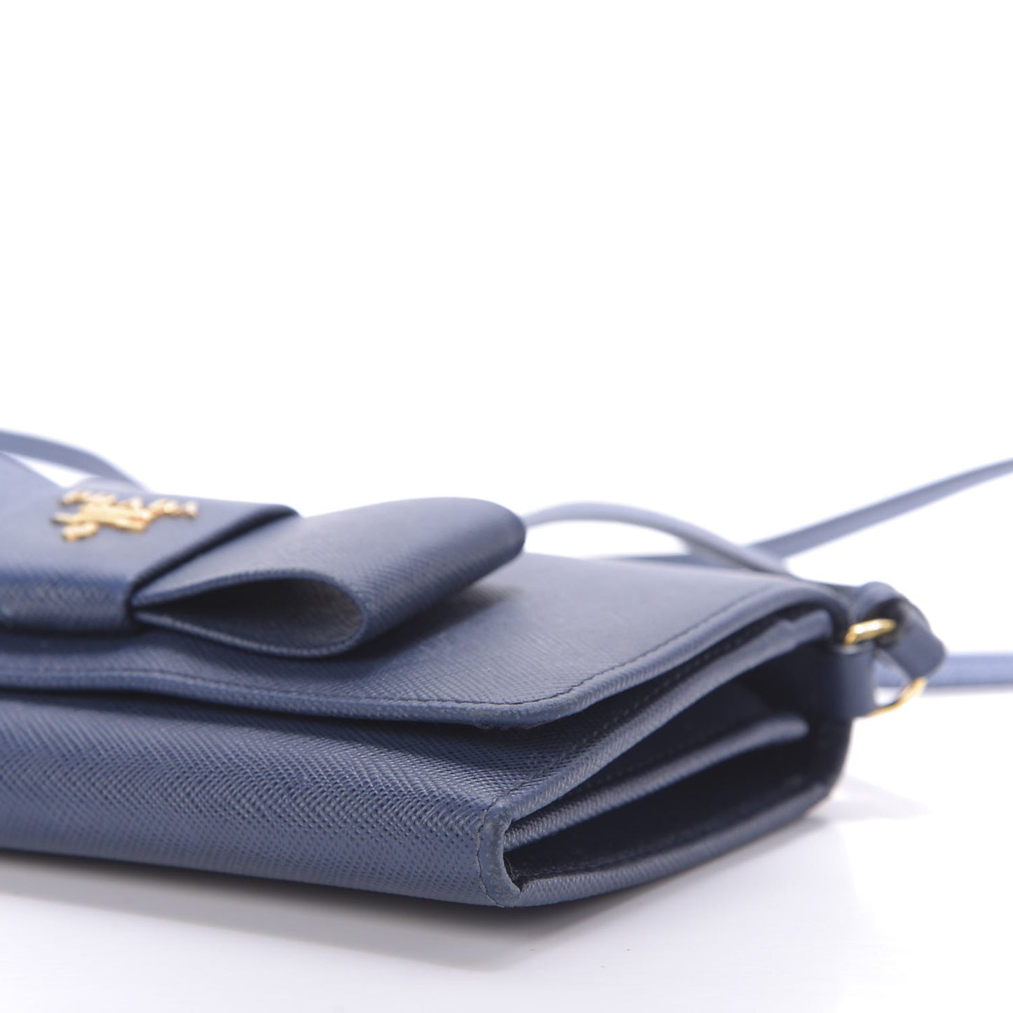 Saffiano Fiocco Bow Flap Wallet Bleuette