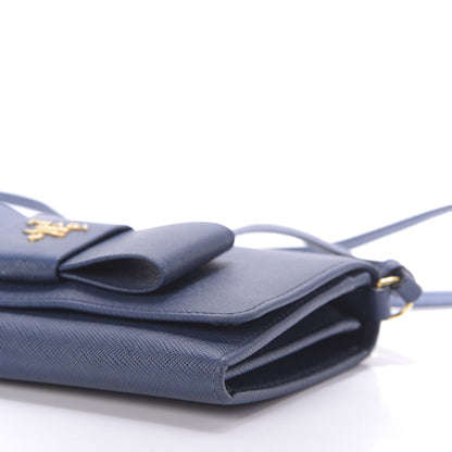 Prada Saffiano Fiocco Bow Flap Wallet Bleuette 7 of 9