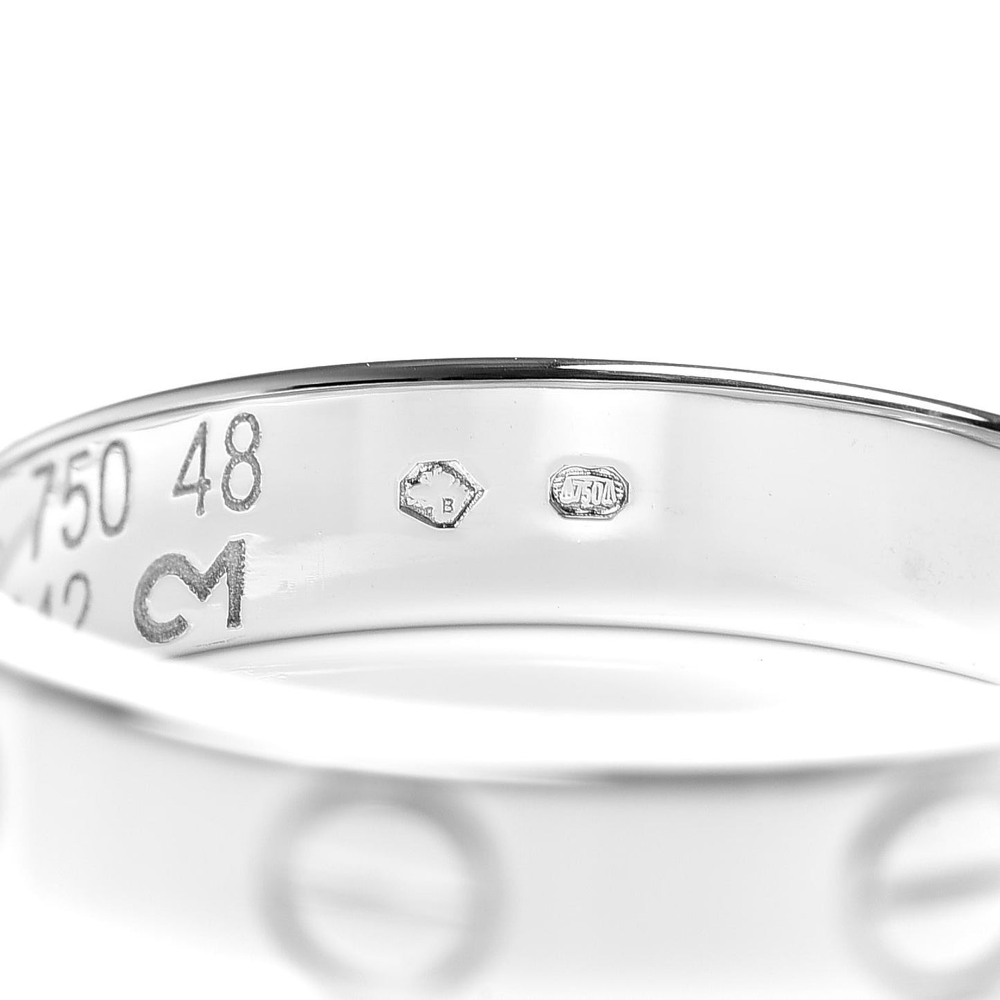 18K White Gold 3.5mm LOVE Wedding Band Ring 48 4.5