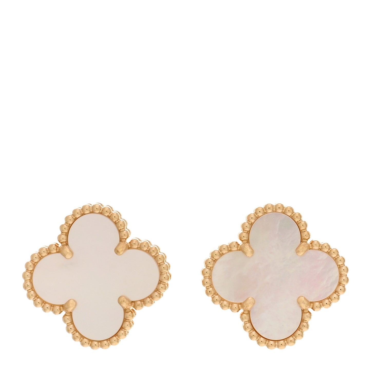 18K Yellow Gold Mother of Pearl Vintage Alhambra Earrings