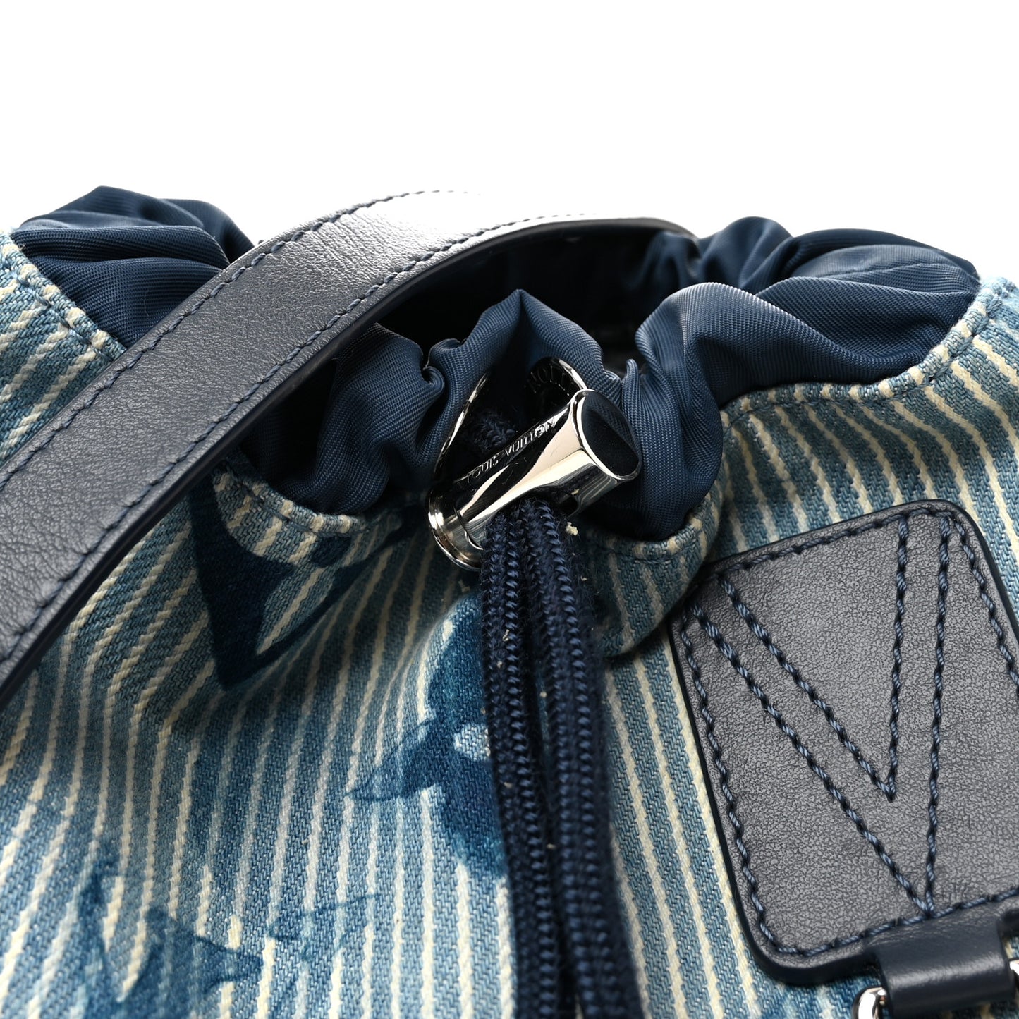 Hickory Stripes Denim Monogram Watercolor Sac Marin BB Blue