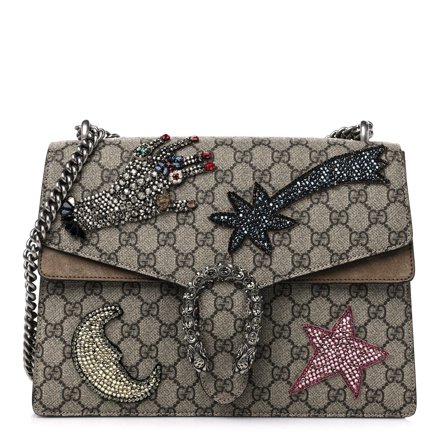 GG Supreme Monogram Shooting Star Embroidered Medium Dionysus Shoulder Bag Beige