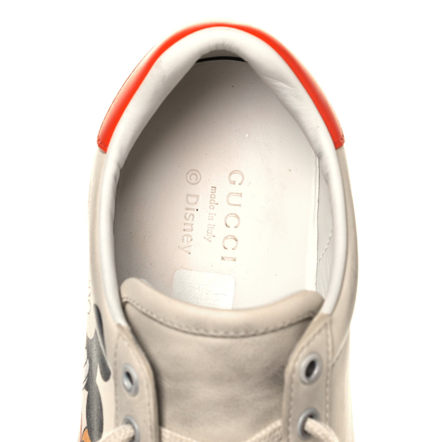 X DISNEY Miro Soft Calfskin Mickey Mouse Print Womens Ace Sneakers 38 Ivory Deep Orange