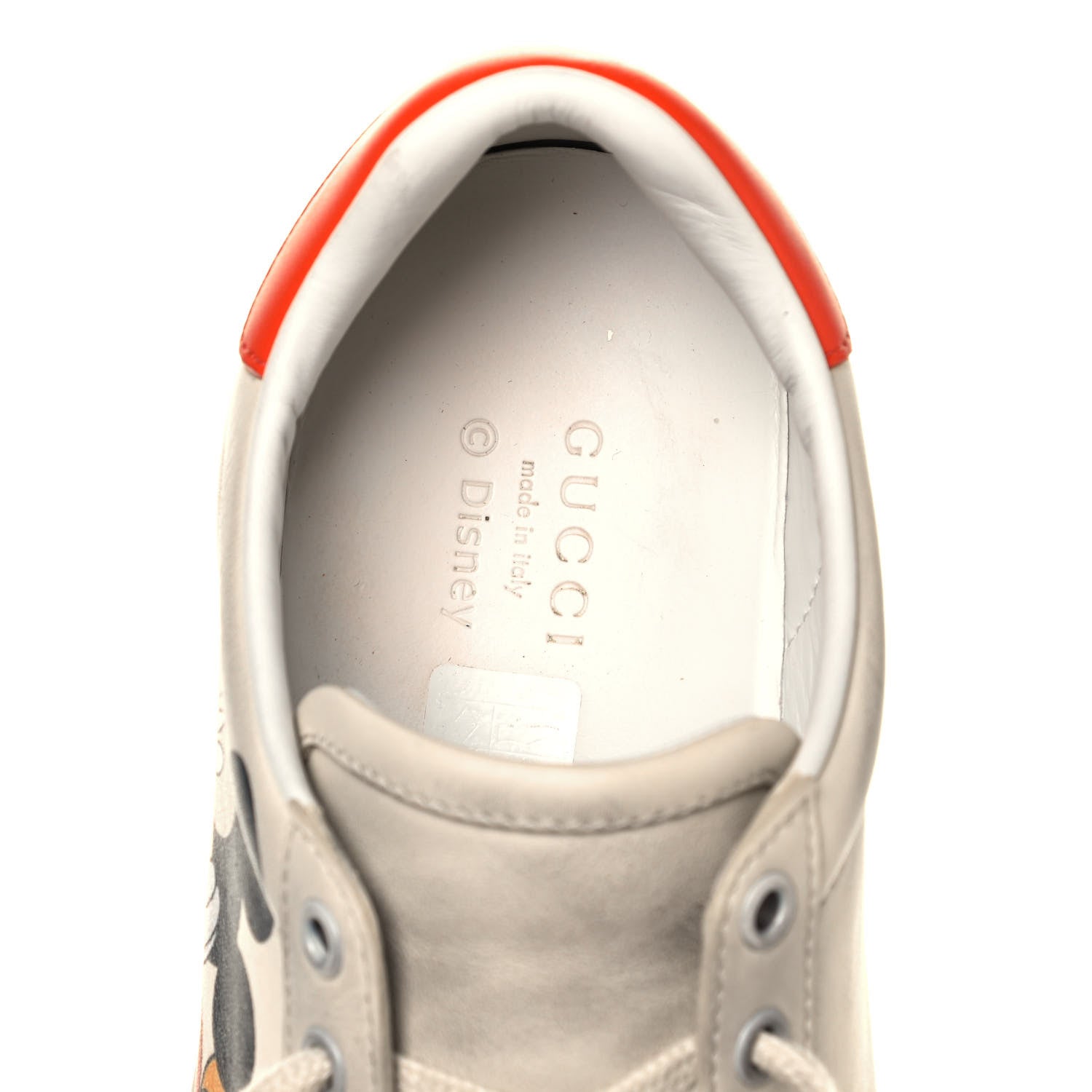 Gucci X DISNEY Miro Soft Calfskin Mickey Mouse Print Womens Ace Sneakers 38 Ivory Deep Orange 7 of 9