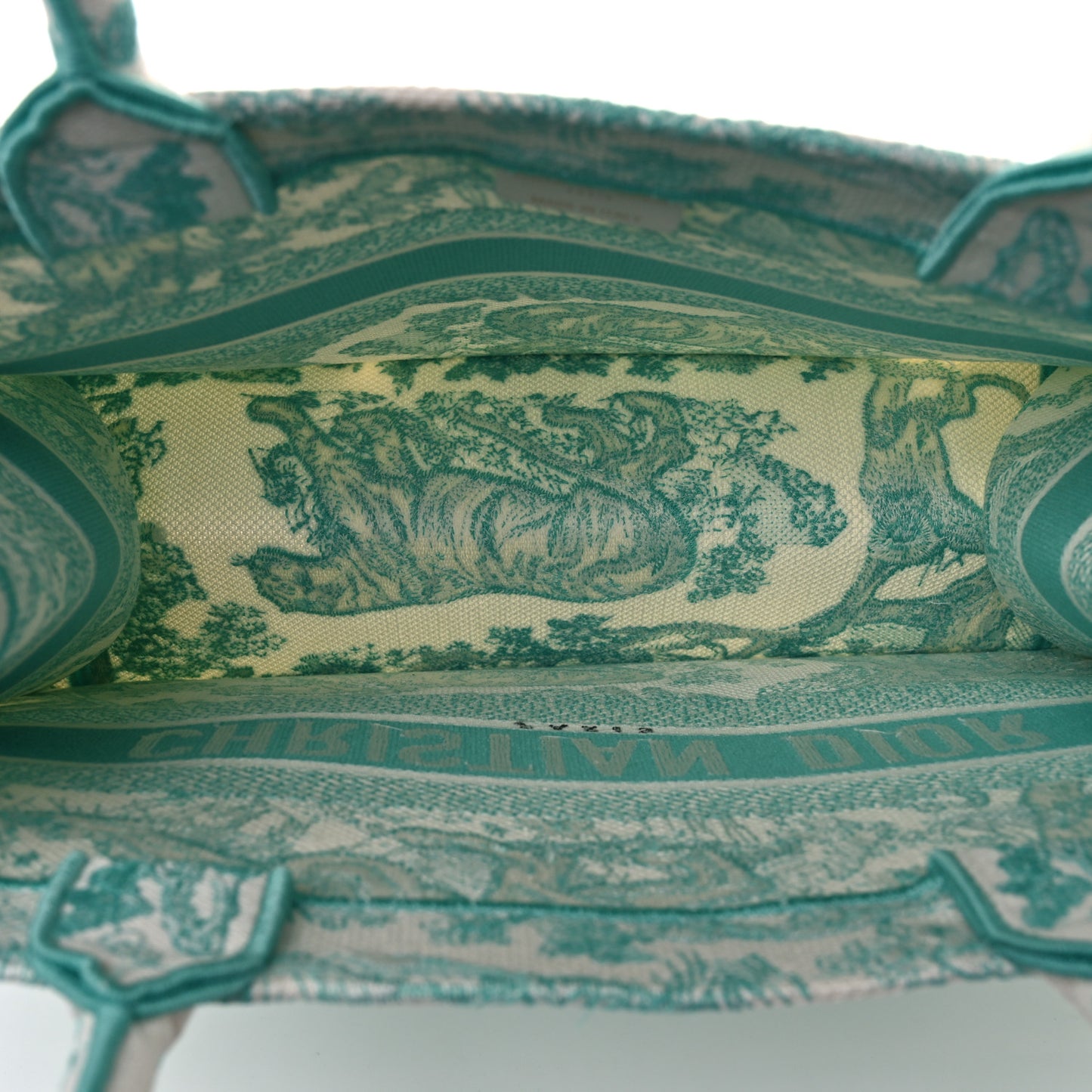 Canvas Embroidered Medium Dioriviera Toile De Jouy Book Tote Aquamarina