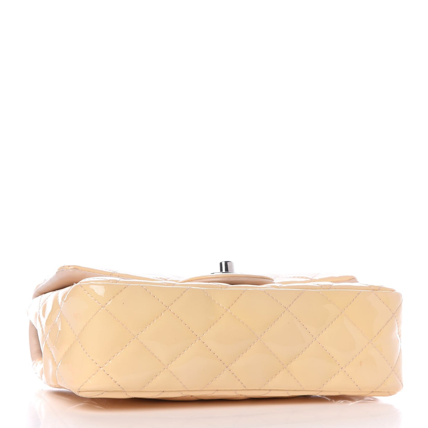 Patent Calfskin Quilted Mini Rectangular Flap Rose Clair