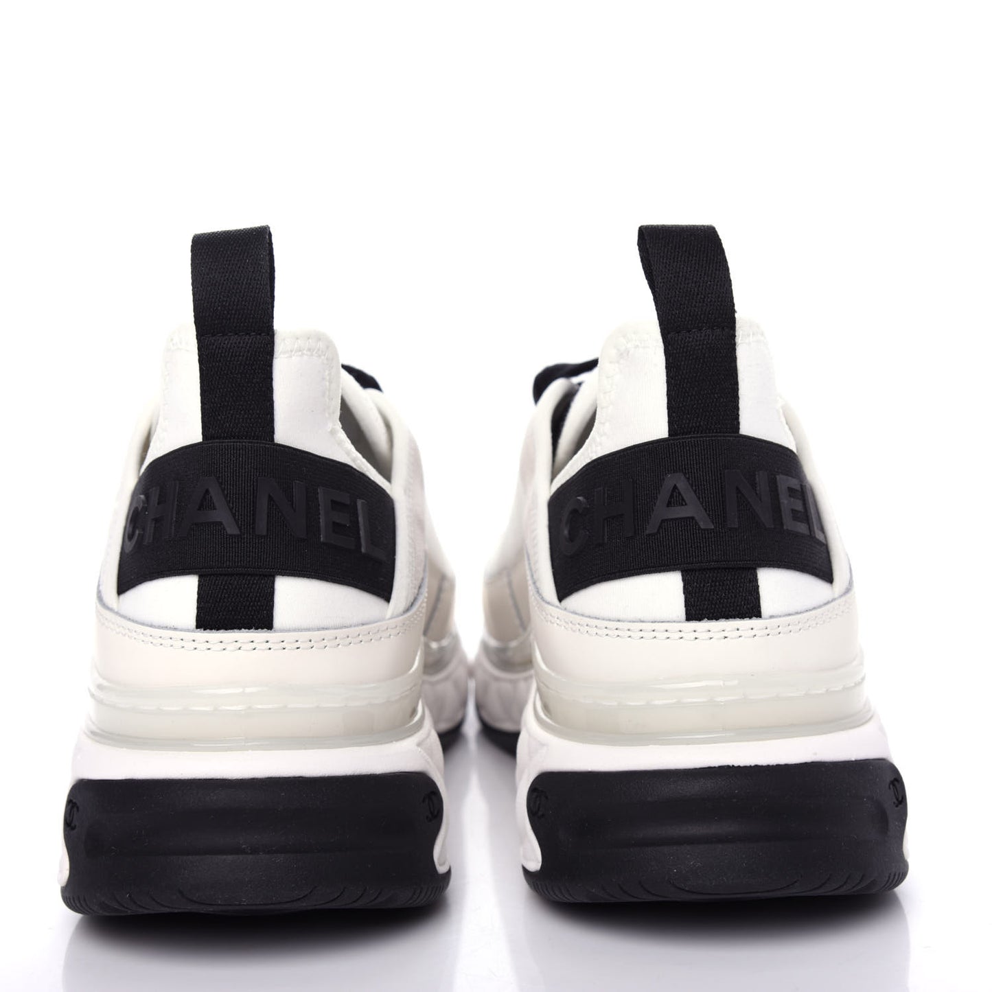 Velvet Calfskin Mixed Fibers CC Sneakers 38 White Black