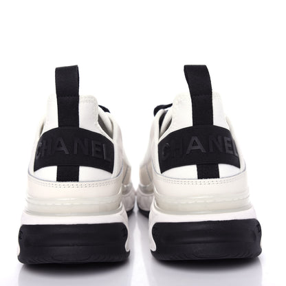 Chanel Velvet Calfskin Mixed Fibers CC Sneakers 38 White Black 7 of 11