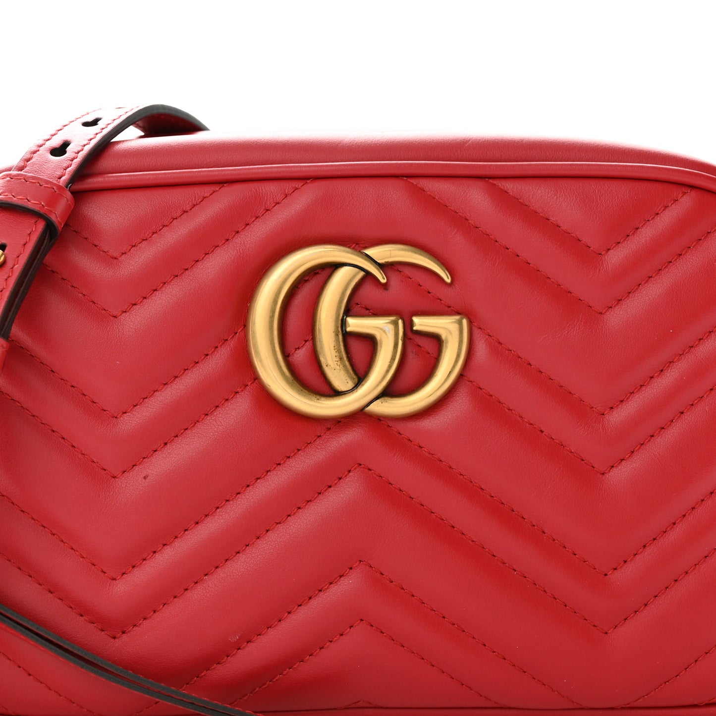 Calfskin Matelasse Small GG Marmont Chain Shoulder Bag Hibiscus Red