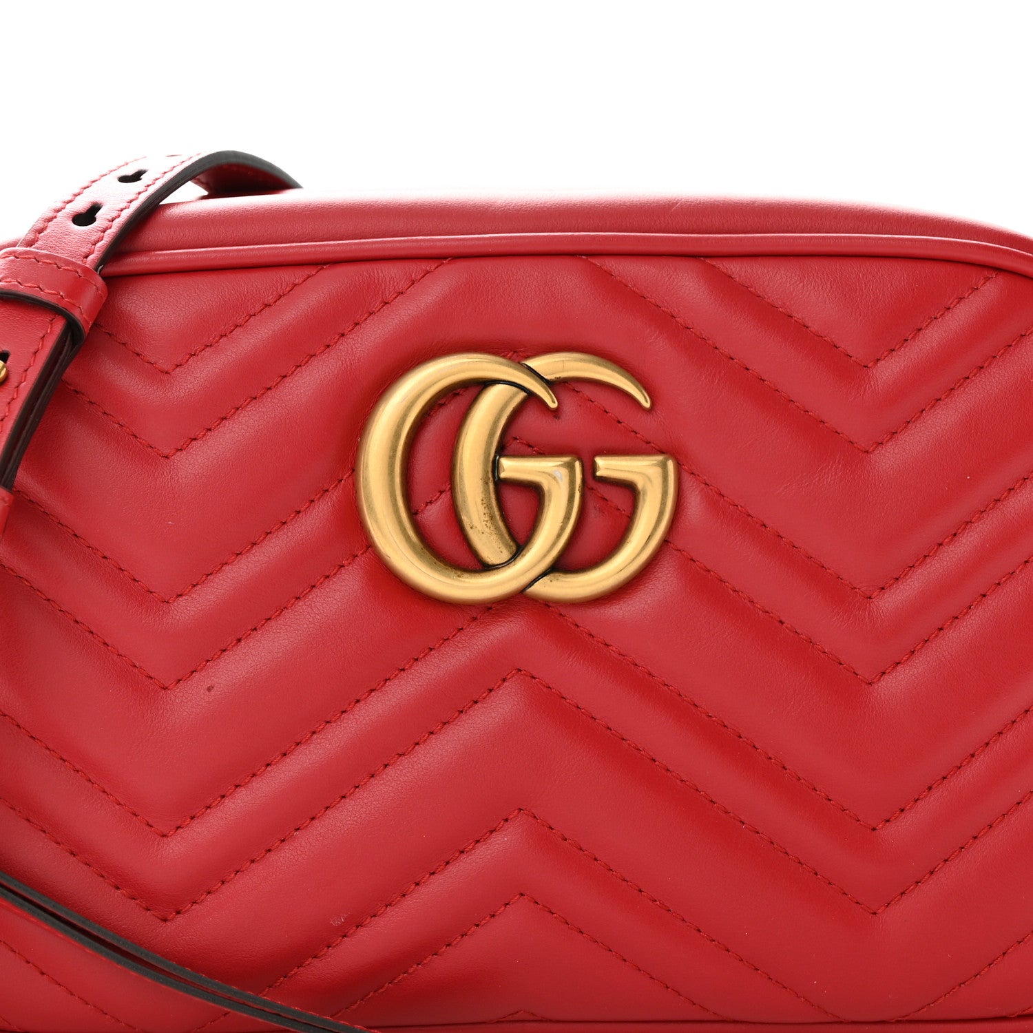 Gucci Calfskin Matelasse Small GG Marmont Chain Shoulder Bag Hibiscus Red 11 of 11