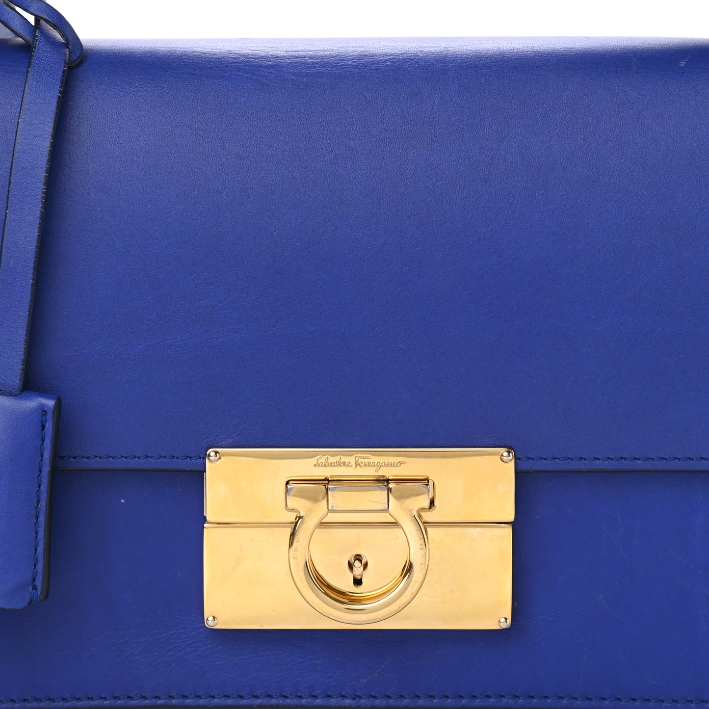 Smooth Calfskin Aileen Gancio Lock Shoulder Bag Blue