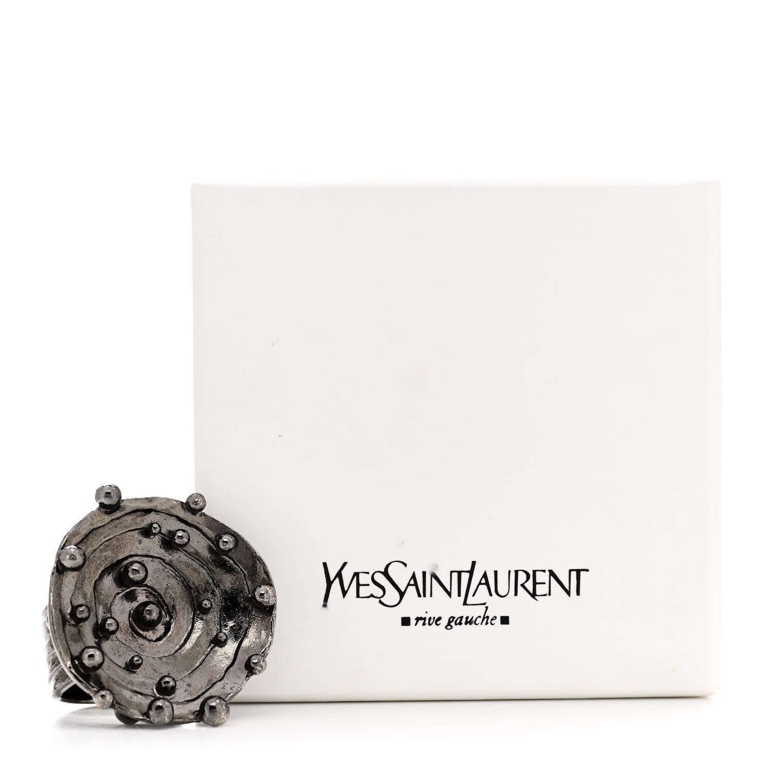 Saint Laurent Metal Ring 54 7 Gunmetal Black 5 of 5