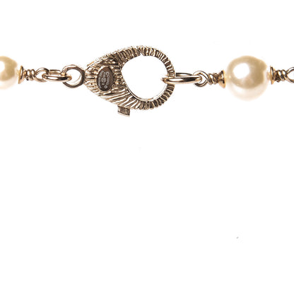 Chanel Pearl Bead CC Long Necklace Gold Pink 5 of 6