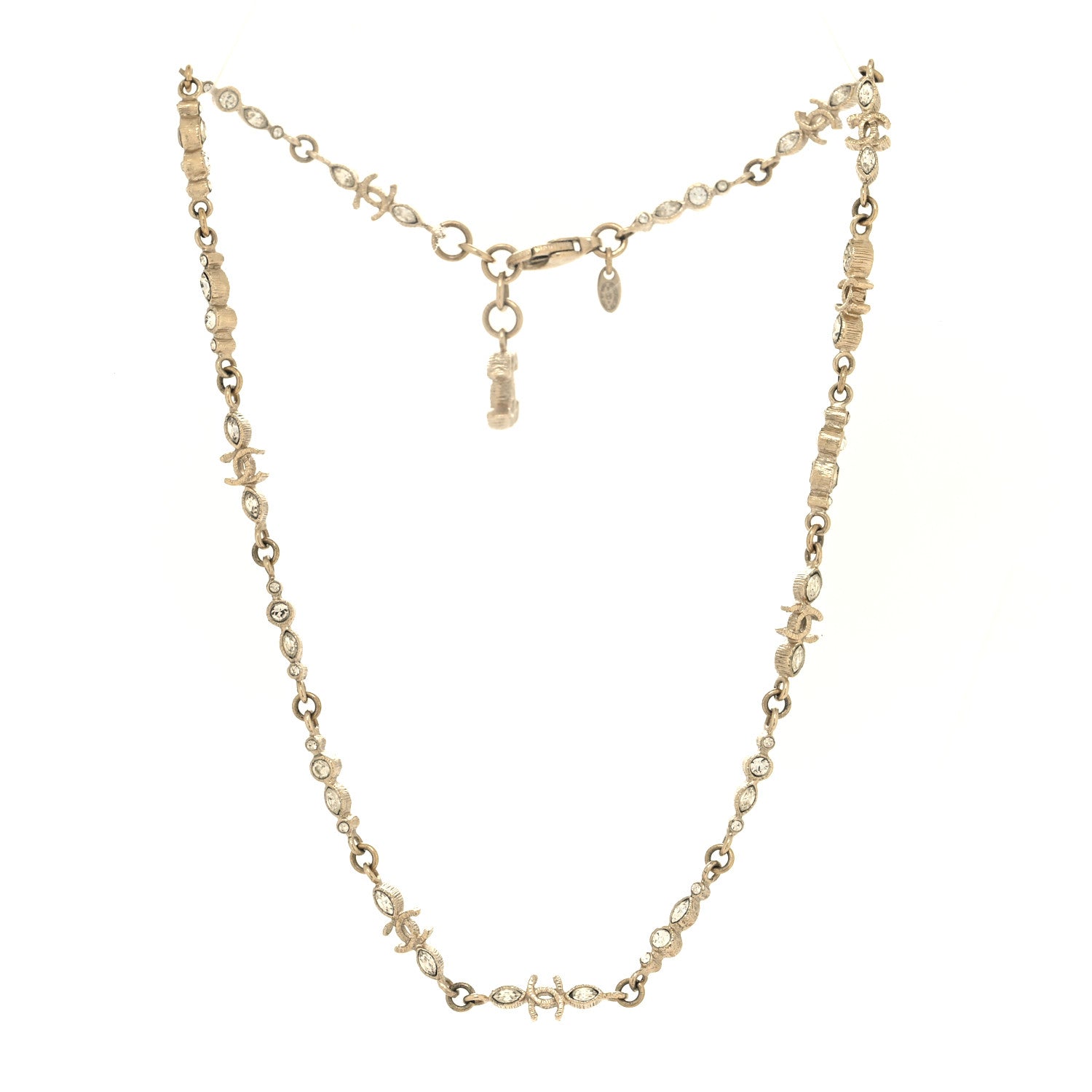 Chanel Crystal CC Short Necklace Gold 3 of 5