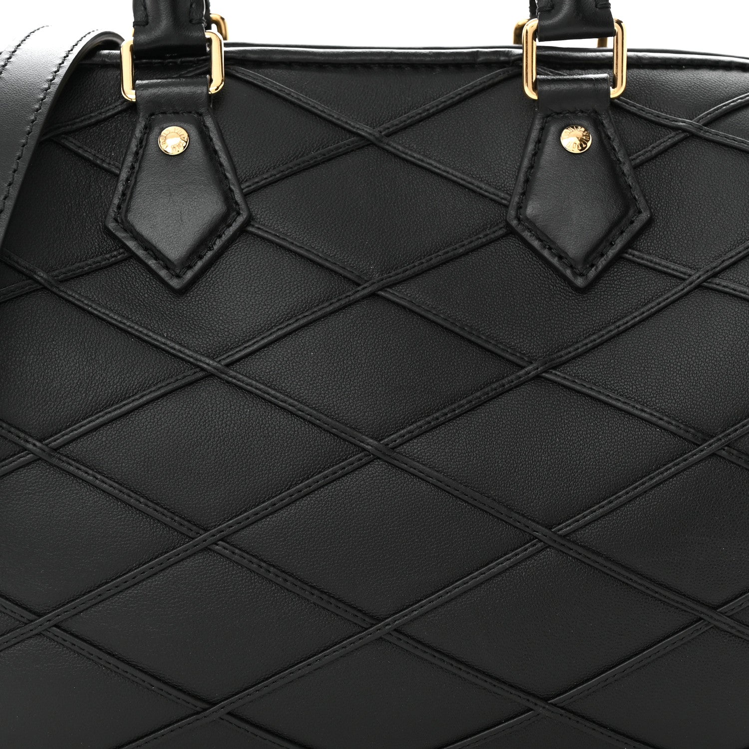 Louis Vuitton Lambskin Malletage Speedy Bandouliere 25 Black 7 of 9