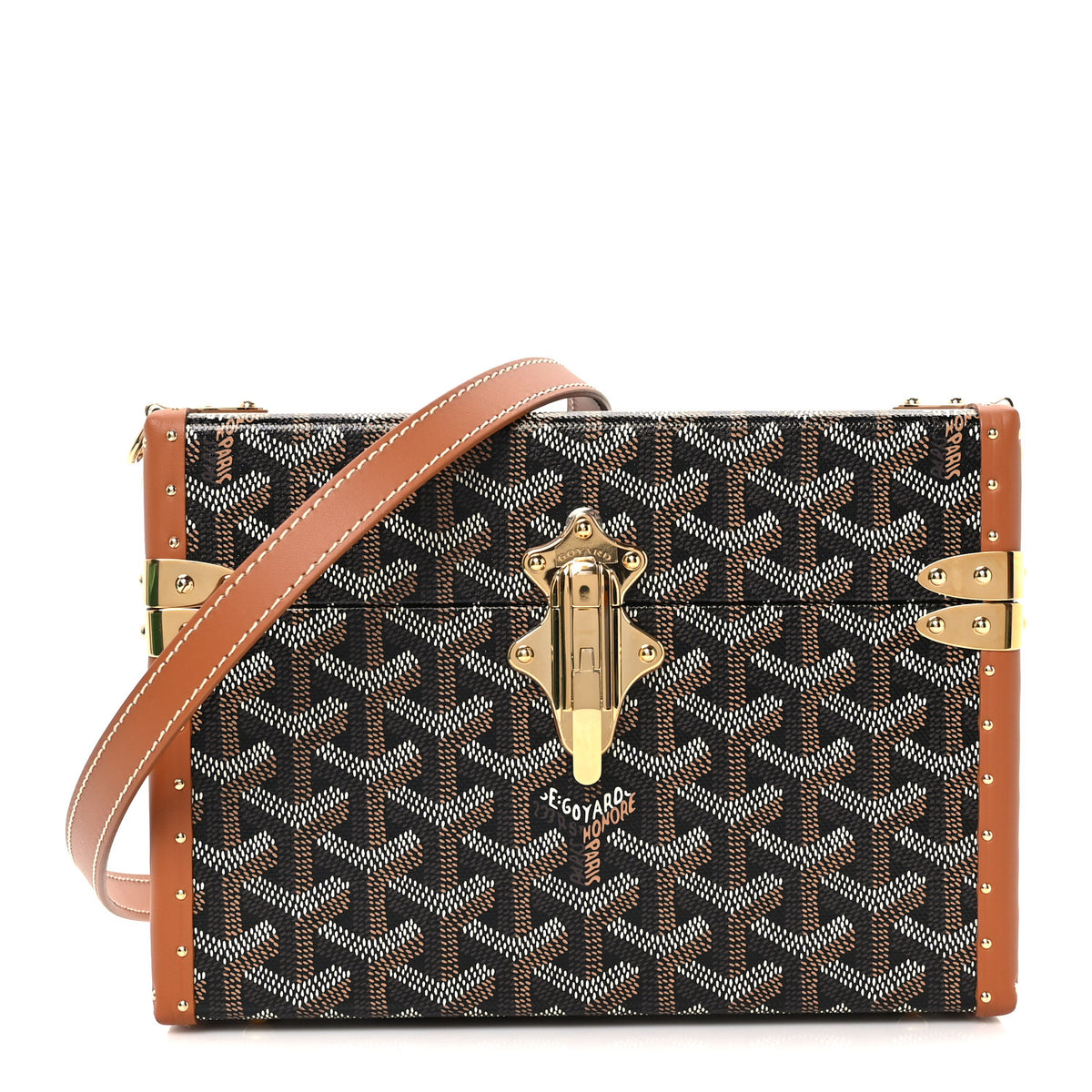 Goyardine Cassette Trunk Bag Black Gold