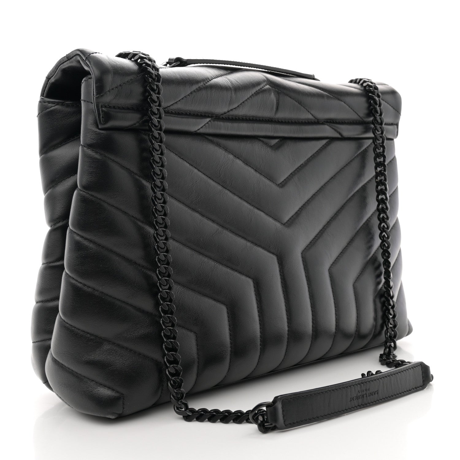 Saint Laurent Calfskin Y Quilted Monogram Monochrome Medium Loulou Chain Satchel Black 3 of 13