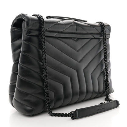 Saint Laurent Calfskin Y Quilted Monogram Monochrome Medium Loulou Chain Satchel Black 3 of 13