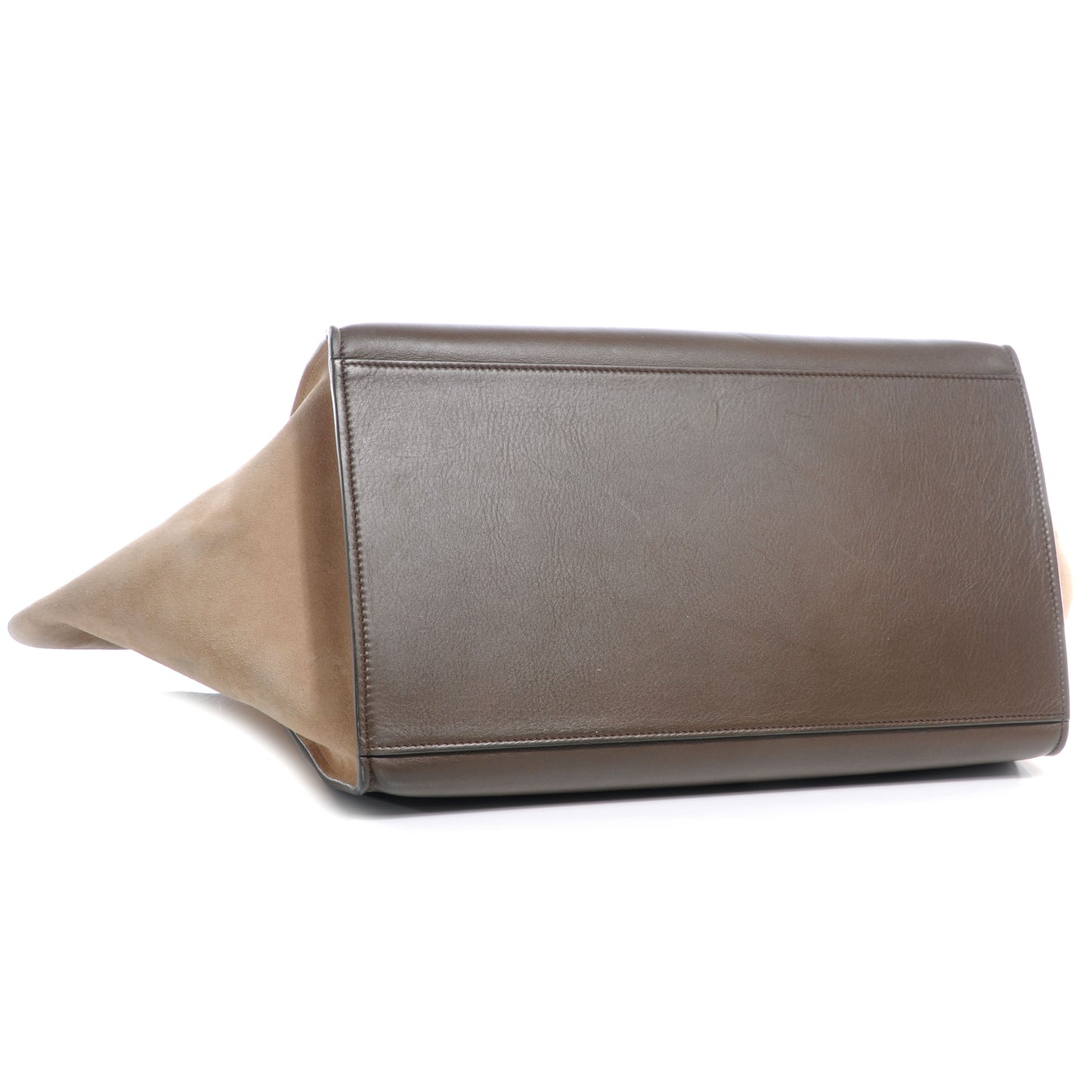 Calfskin and Suede Large Tri-Color Trapeze Black Brown Beige