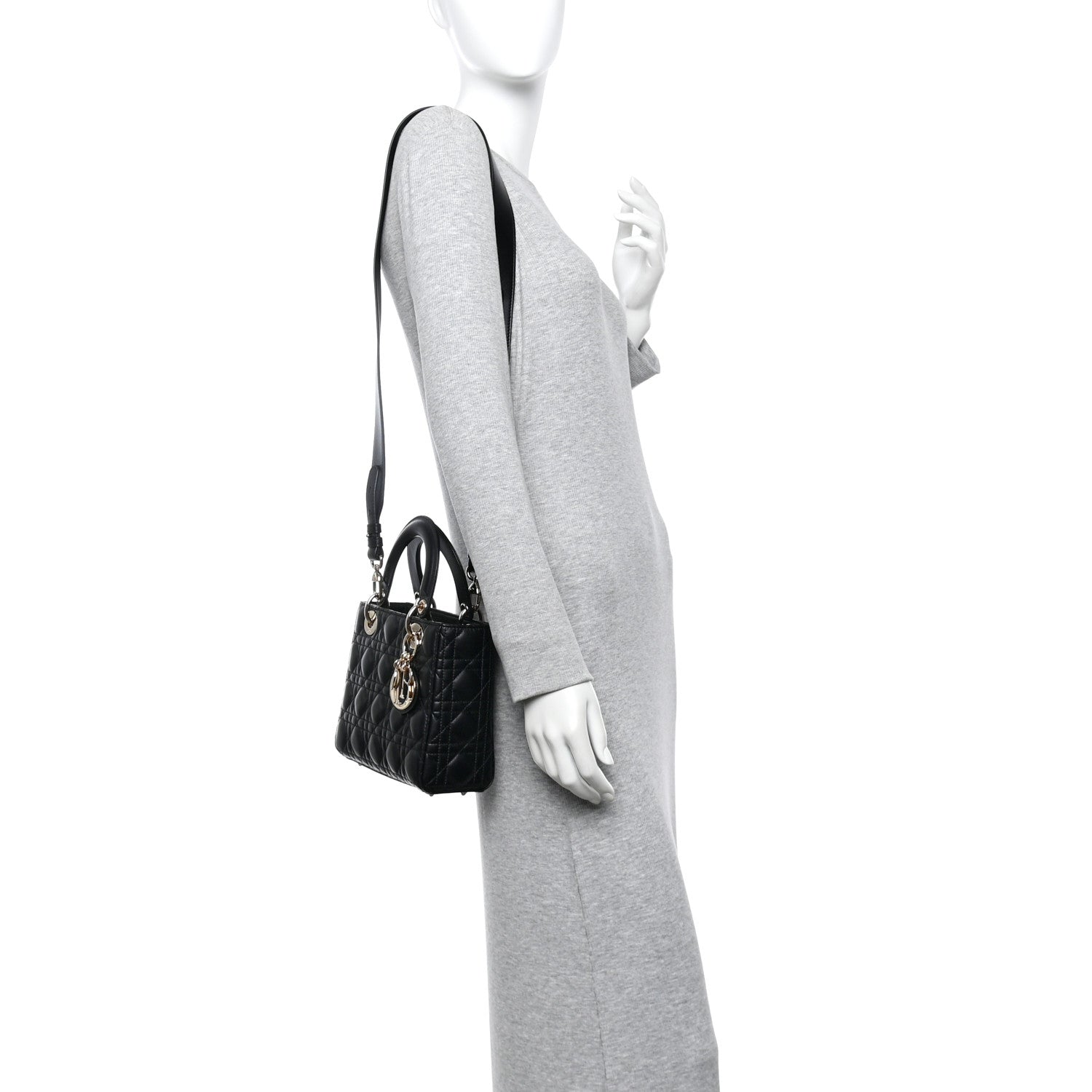 Christian Dior Lambskin Cannage Small My ABCDior Lady Dior Black 2 of 10