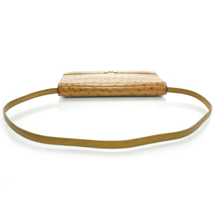 Hermes Ostrich Annie Clutch Bag Gold 6 of 10