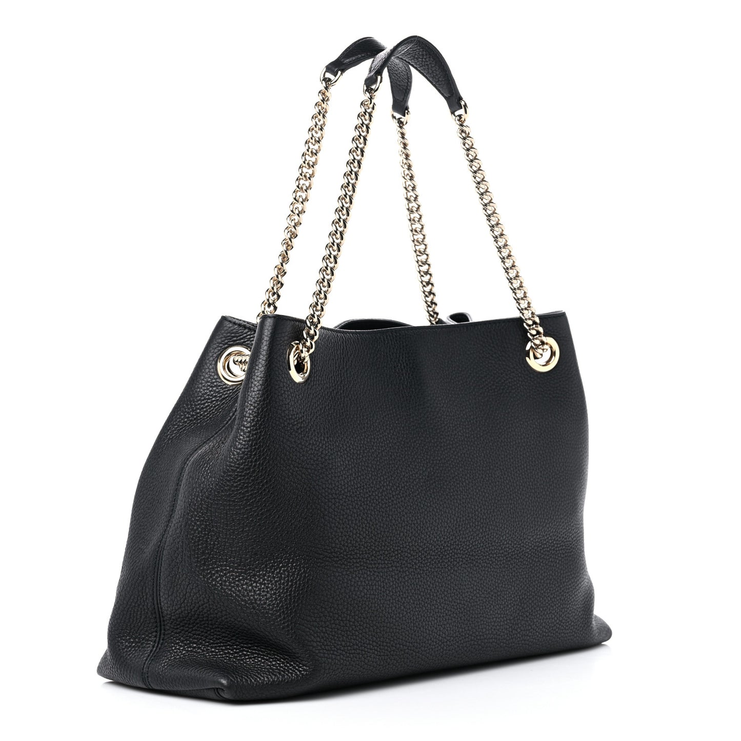 Pebbled Calfskin Medium Soho Chain Shoulder Bag Black