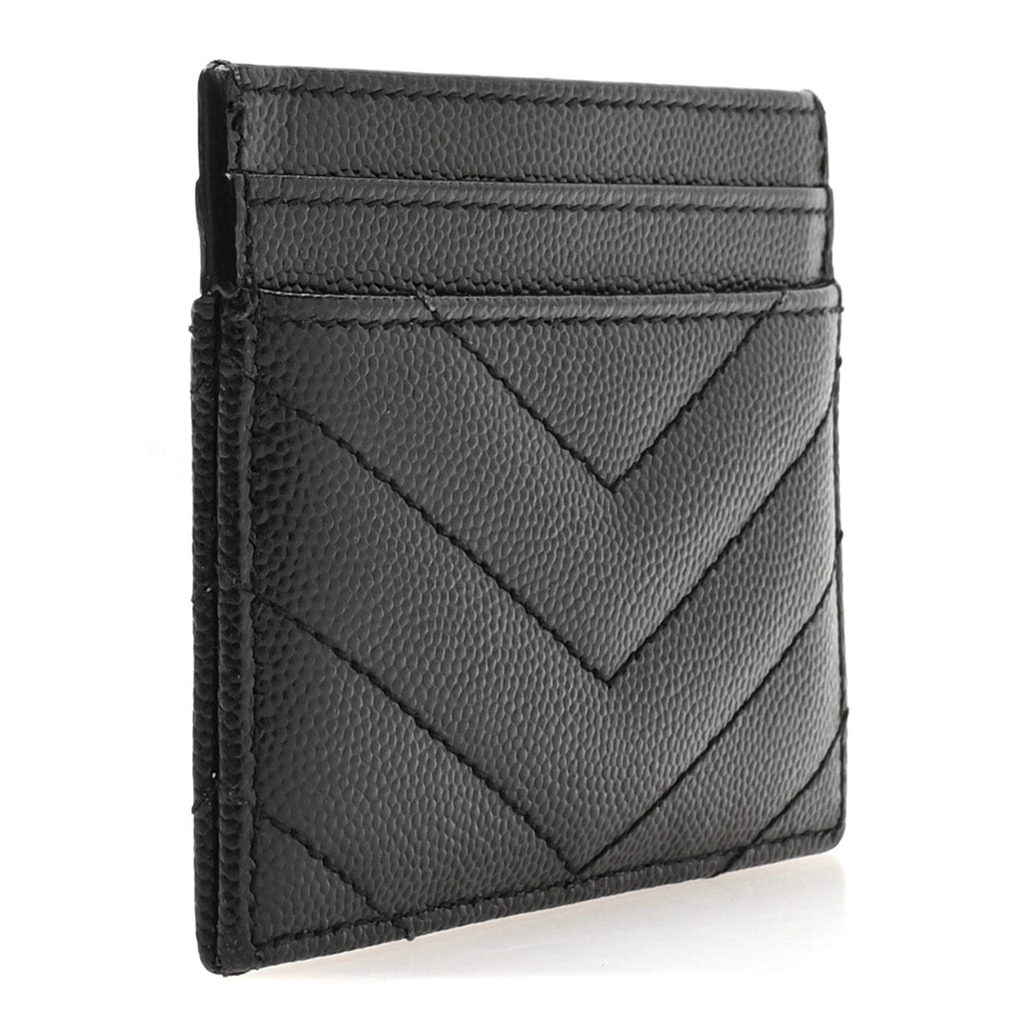 Grain De Poudre Matelasse Chevron Monogram Credit Card Case Black