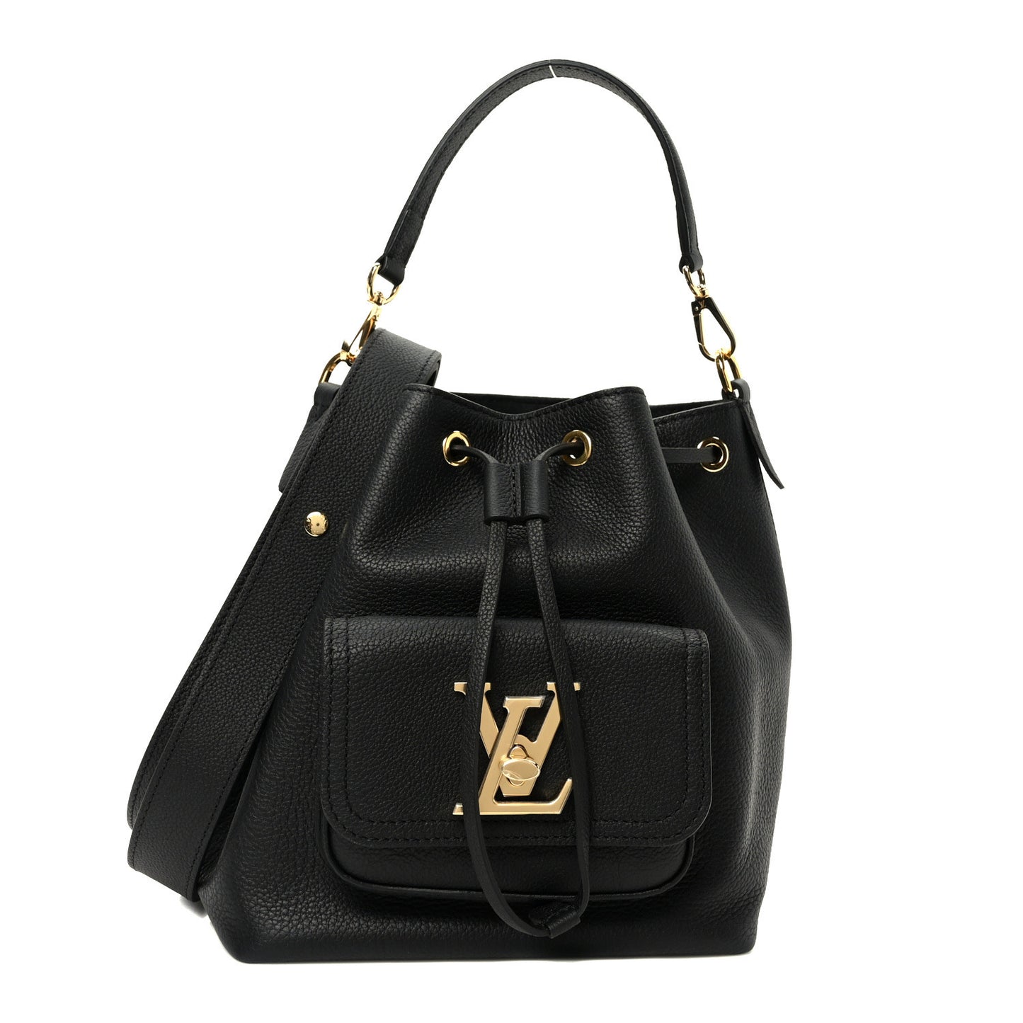 Calfskin Lockme Bucket MM Black